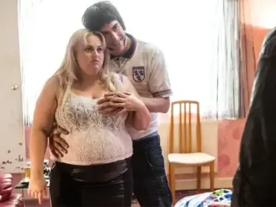 Rebel Wilson in Grimsby with Sacha Baron Cohen.