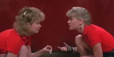 Actress Barbara Crampton in the horror film, Chopping Mall.