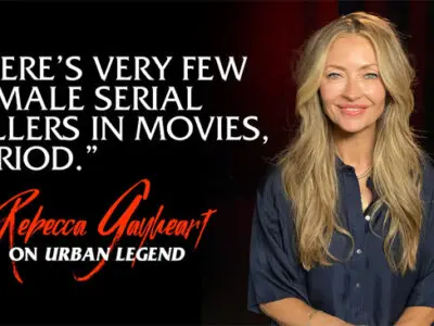 Poster for In Search of Darkness 1995-1999 horror documentary featuring 90s horror icons including Rebecca Gayheart.